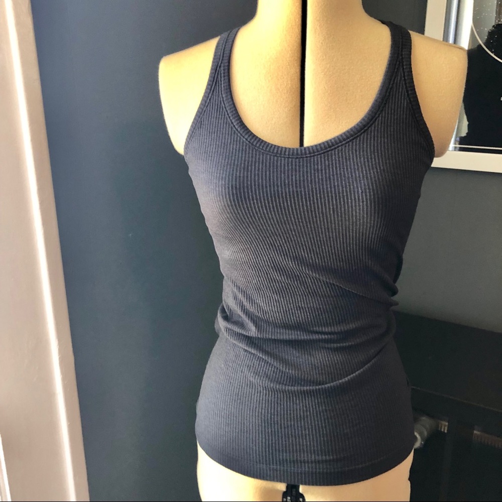 lululemon athletica Black Ribbed Scoop Tank